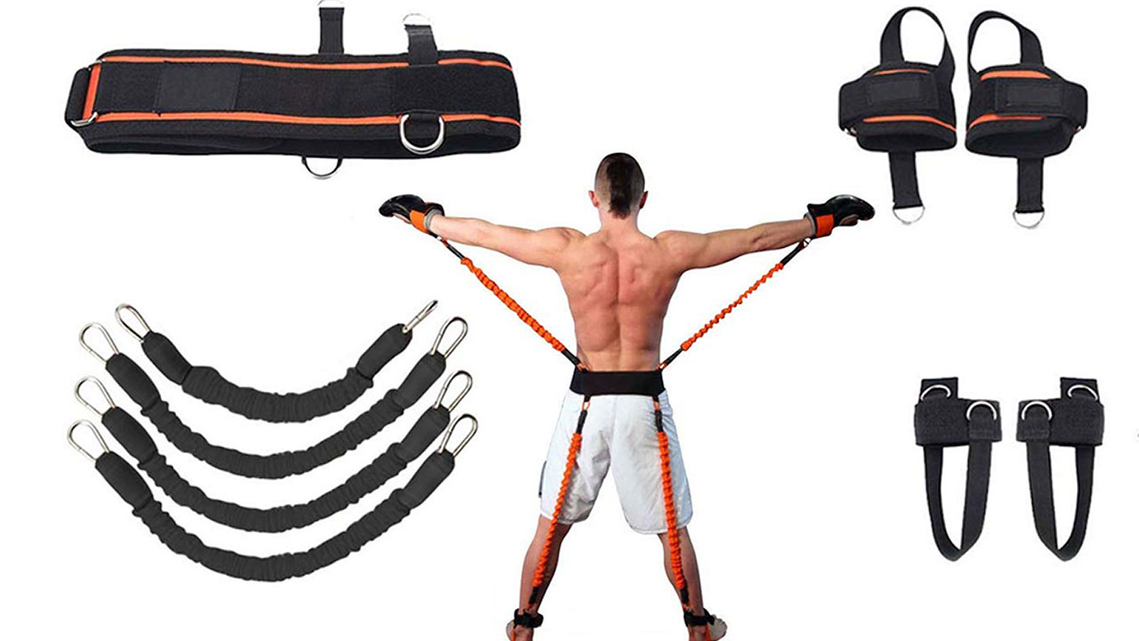 Resistance band set for boxers with a belt